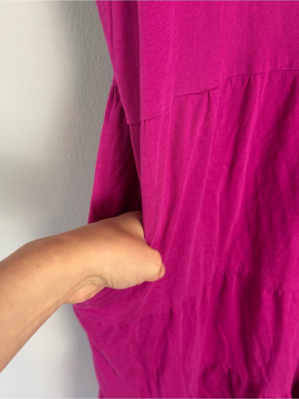 Time and Tru Scoop Neck Tiered Magenta Pink Dress Size XL - Picture 3 of 8